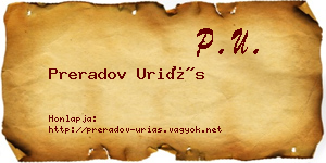Preradov Uriás névjegykártya